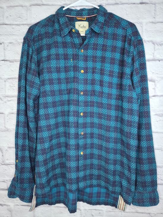 Koto Other - Koto Urban Outfitters Mens M Geometric Aztec Southwestern Button Down Shirt Blue
